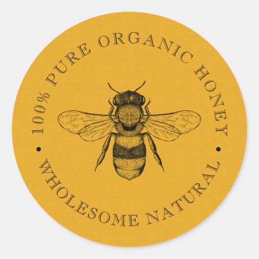 ヴィンテージビー |ハニオーガニックー |レトロクラシックラウンド ラウンドシール (正面)