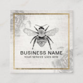 ヴィンテージビー&フラワーアピールビーキーパー金ゴールド枠 スクエア名刺 (正面)