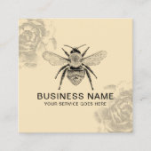 ヴィンテージビー&フラワーイラストレーション養蜂家 スクエア名刺 (正面)