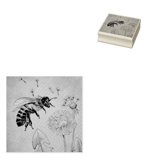 ヴィンテージビーNo. 4タンデリオンウォーターカラーアート ラバースタンプ (押印)