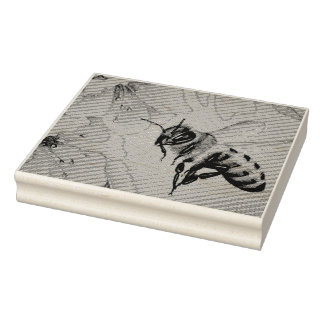 ヴィンテージビーNo.6花水彩画 ラバースタンプ