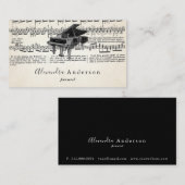 ヴィンテージピアニスト音楽先生名刺 名刺 (正面/裏面)