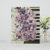 ヴィンテージピアノと花オンオールド紙 (スタンド正面)