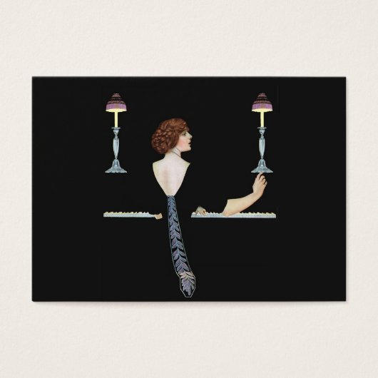 ヴィンテージピアノガールギフトラベル (正面)