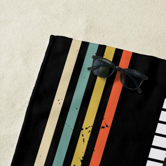 ヴィンテージピアノキーボパーソナライズされたードミュージシャン ビーチタオル (インサイチュ)