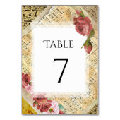 ヴィンテージピアノシート音楽、音楽ノート結婚ズ テーブルナンバー (裏面)