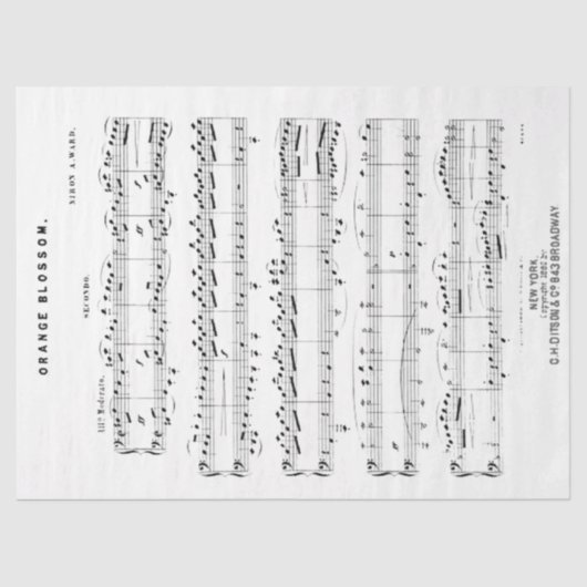 ヴィンテージピアノデュエットシート音楽の分離 薄葉紙 (正面)