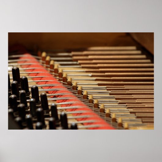 ヴィンテージピアノピンブロックとストリングスプリント ポスター (正面)