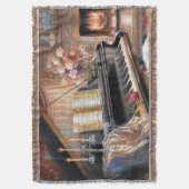 ヴィンテージピアノホームブランケット スローブランケット (正面縦)