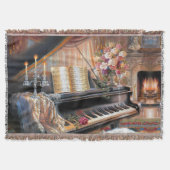ヴィンテージピアノホームブランケット スローブランケット (正面)