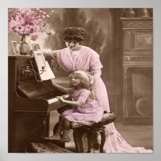 ヴィンテージピアノレッスポスター ポスター (正面)