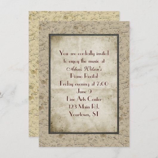 ヴィンテージピアノ発表会 招待状 (正面/裏面)