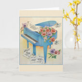 ヴィンテージピアノ音楽誕生日グリーティングカード カード (黄色い花)