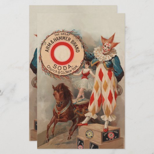 ヴィンテージピエロおよびAcrobatスクラップブック紙シート (正面/裏面)