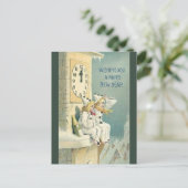 ヴィンテージピエロの近くワインの幸せな新年 ポストカード (スタンド正面)