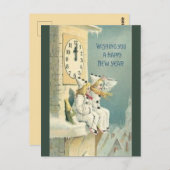 ヴィンテージピエロの近くワインの幸せな新年 ポストカード (正面/裏面)