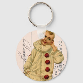 ヴィンテージピエロはがきデジタルアート キーホルダー