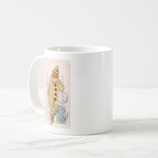 ヴィンテージピエロはがきデジタルアート コーヒーマグカップ (正面左)