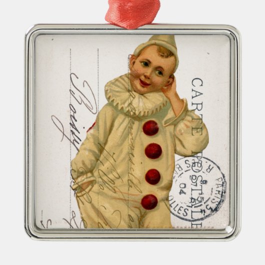 ヴィンテージピエロはがきデジタルアート メタルオーナメント (正面)