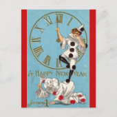 ヴィンテージピエロアットミッドナイトハッピーニューイヤー ポストカード (正面)