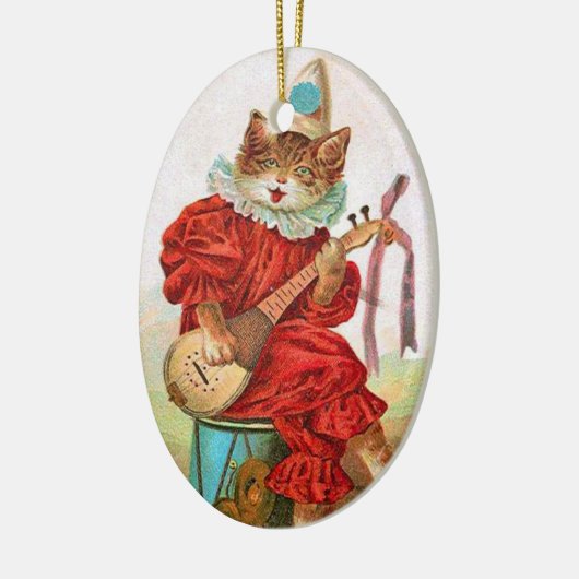 ヴィンテージピエロジェスターミュージシャンキャットマンドリン セラミックオーナメント (左)
