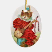 ヴィンテージピエロジェスターミュージシャンキャットマンドリン セラミックオーナメント (正面)
