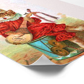 ヴィンテージピエロジェスターミュージシャンキャットマンドリン ポスター (角)