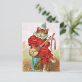 ヴィンテージピエロジェスターミュージシャンキャットマンドリン ポストカード (スタンド正面)
