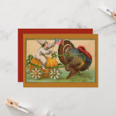 ヴィンテージピエロボーイライディング感謝祭トルコ カード (正面/裏面インサイチュ)