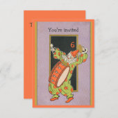 ヴィンテージピエロ誕生日パーティーの招待 招待状 (正面/裏面)