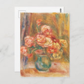 ヴィンテージピエールオーギュストルノアール花瓶のバラ ポストカード (正面/裏面)