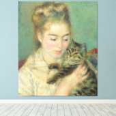 ヴィンテージピエール・アウグストルノアール猫の女性 キャンバスプリント (インサイチュ (ウッドフロア))