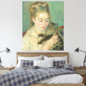 ヴィンテージピエール・アウグストルノアール猫の女性 キャンバスプリント (インサイチュ (寝室))
