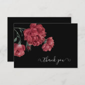 ヴィンテージピオニーズブラックブライダルシャワー サンキューカード (正面/裏面)