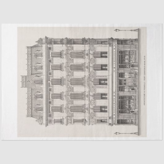 ヴィンテージピカデリー・ロンドン建築デクページ 薄葉紙 (正面)