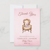ヴィンテージピクラシックンク女子ベイビーシャワーありがとう サンキューカード (正面)
