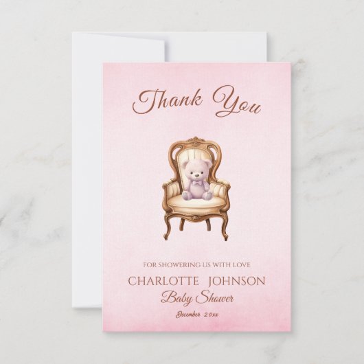 ヴィンテージピクラシックンク女子ベイビーシャワーありがとう サンキューカード (正面)
