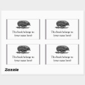 ヴィンテージピグエッチング蔵書票 長方形シール (シート)