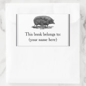 ヴィンテージピグエッチング蔵書票 長方形シール (バッグ)