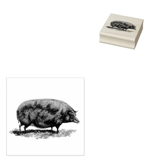 ヴィンテージピグエッチング ラバースタンプ (押印)