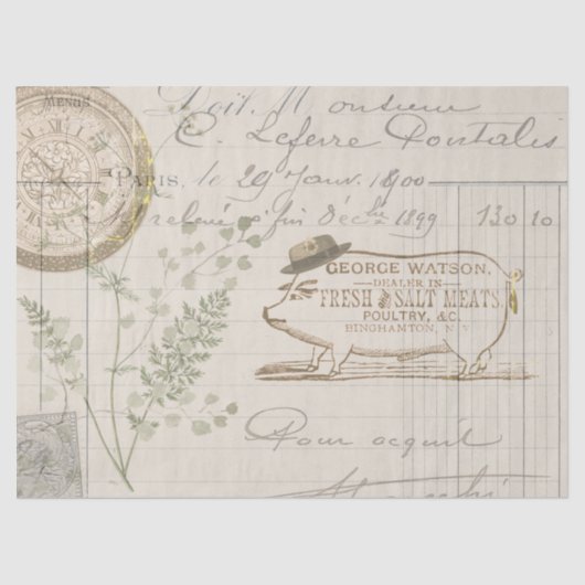 ヴィンテージピグサインファームハウスティッシュペーパー 薄葉紙 (正面)