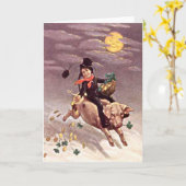 ヴィンテージピグムーン金ゴールドシャムロックサンパトリックの日 カード (黄色い花)