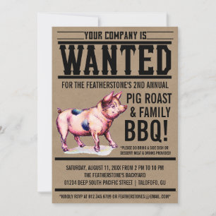 ヴィンテージピグローストファミリーBBQ招待状 招待状
