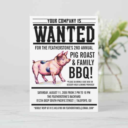 ヴィンテージピグローストファミリーBBQ招待状 招待状 (スタンド正面)