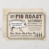 ヴィンテージピグロースト招待状(チケットスタイル) 招待状 (正面/裏面)