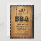 ヴィンテージピグローストBBQダーティ30オールドウッド誕生日 招待状 (正面)