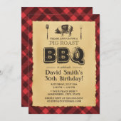ヴィンテージピグローストBBQバースデーパーティー 招待状 (正面/裏面)