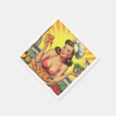 ヴィンテージピザガール スタンダードカクテルナプキン (角)