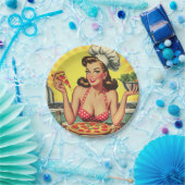 ヴィンテージピザガール ペーパープレート (パーティー)