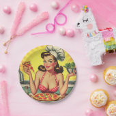 ヴィンテージピザガール ペーパープレート (パーティー)